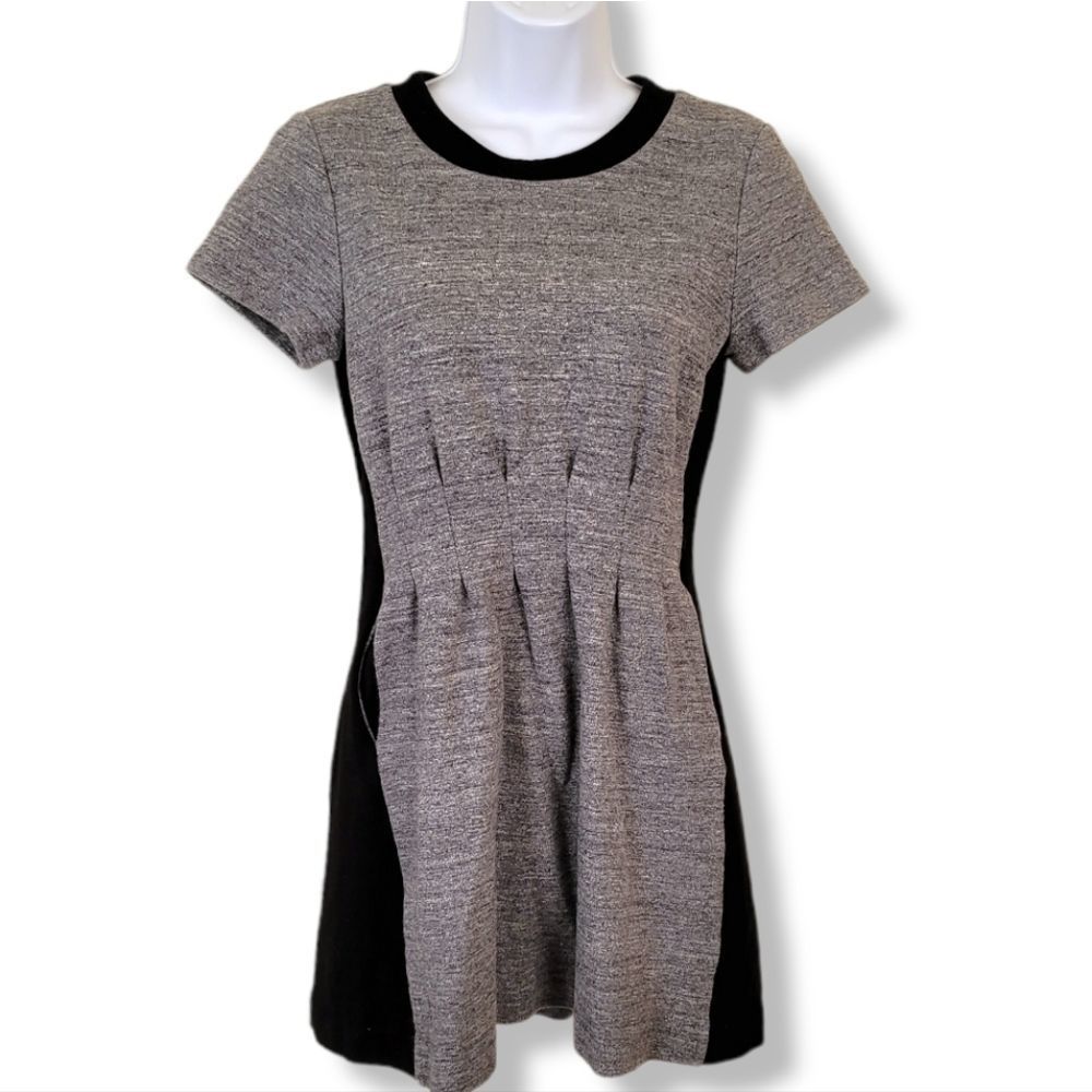 Madewell Parkline grey black Colorblock knit pleated dress size 6